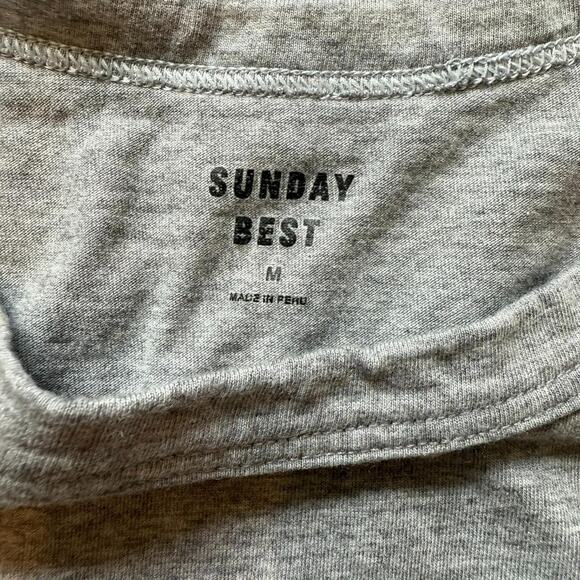 Aritzia Sunday Best Heather Gray Rose Embroidered T-Shirt Size M - Picture 6 of 6